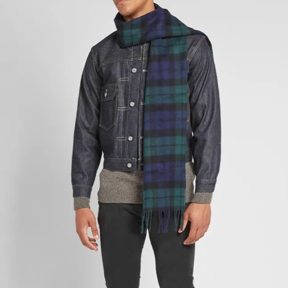 NWT BARBOUR new check tartan scarf  in black watch - Picture 3 of 9